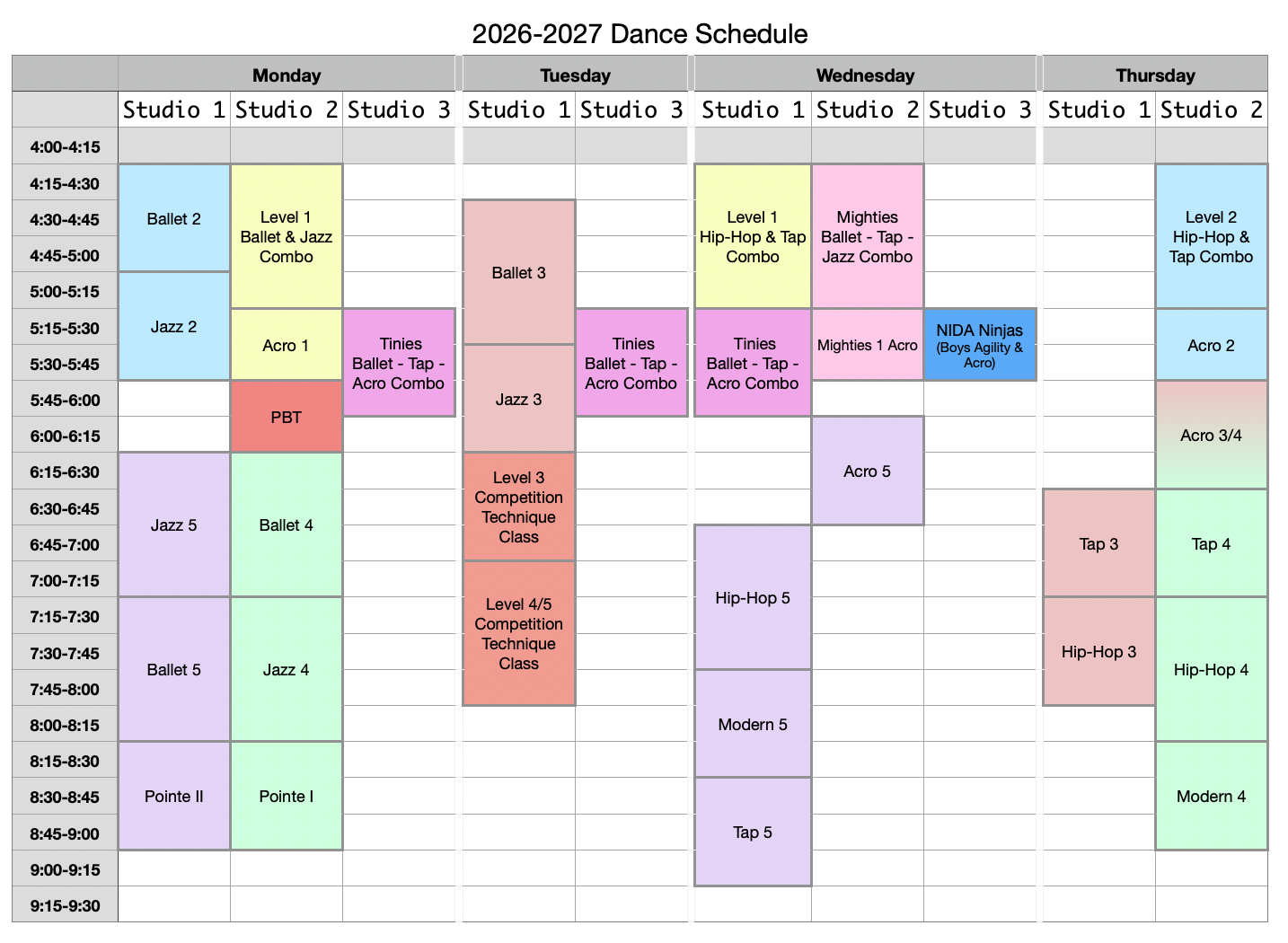 2026:2027 Registration Schedule